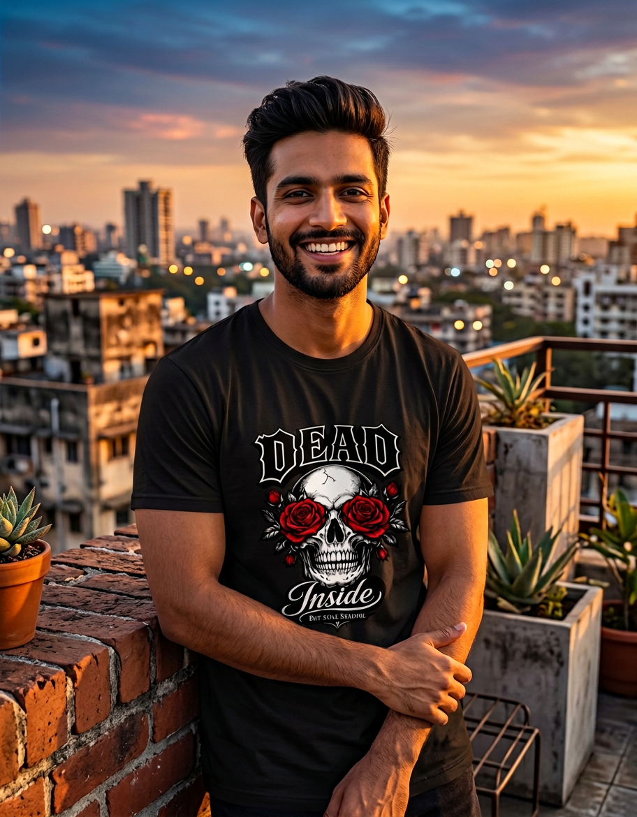 Dead Inside Skull Graphic T-Shirt