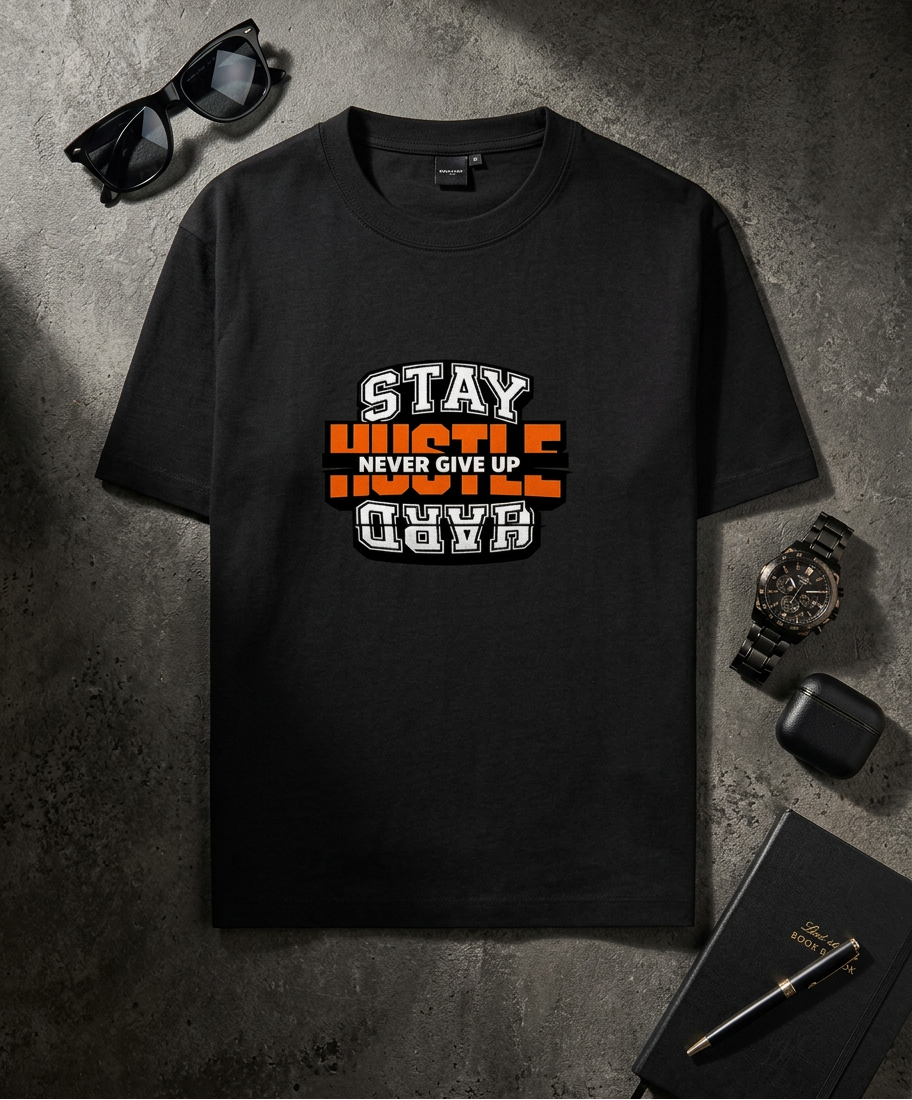 Unisex Stay Hard Never Give Up Motivational T-Shirt | Premium Unisex Cotton Graphic TeeStandard Crew T-Shirt