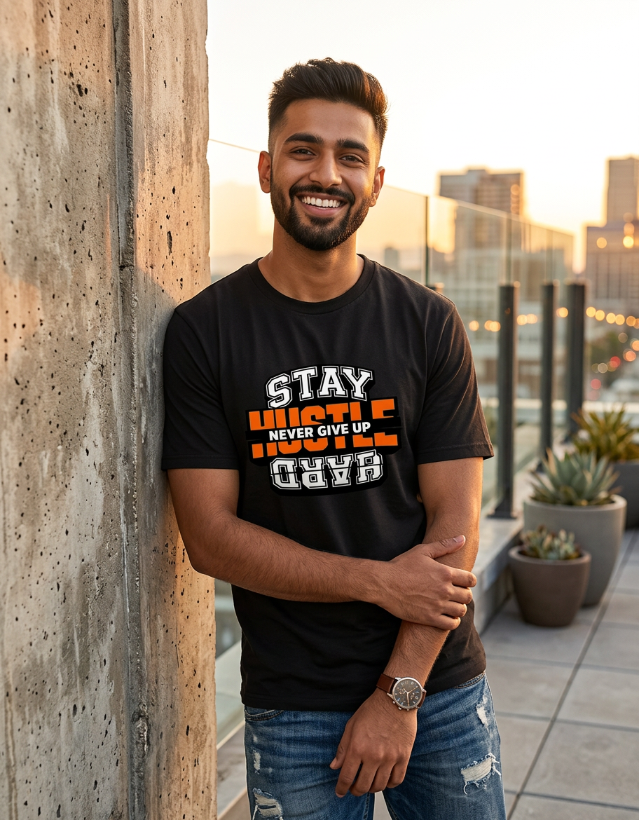 Unisex Stay Hard Never Give Up Motivational T-Shirt | Premium Unisex Cotton Graphic TeeStandard Crew T-Shirt
