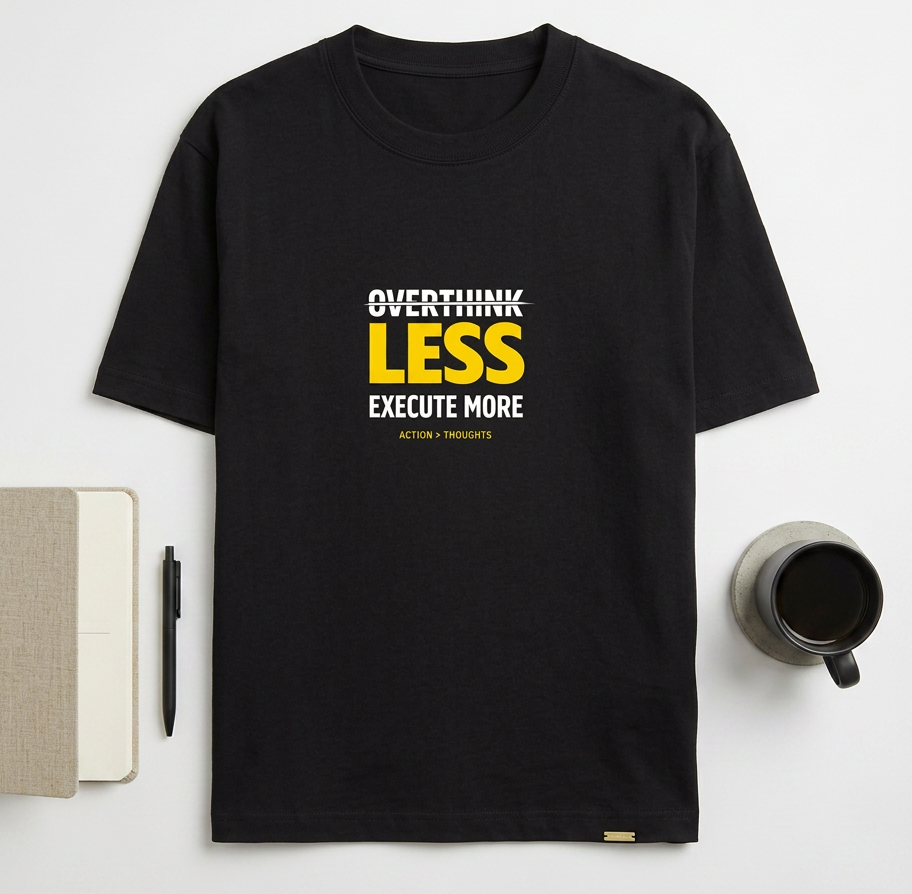 Less Overthink, Execute More Motivation T-Shirt | Premium Inspirational Unisex Cotton Tee