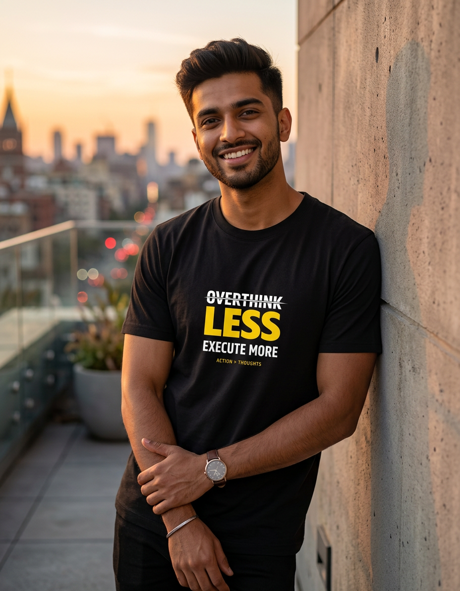 Less Overthink, Execute More Motivation T-Shirt | Premium Inspirational Unisex Cotton Tee