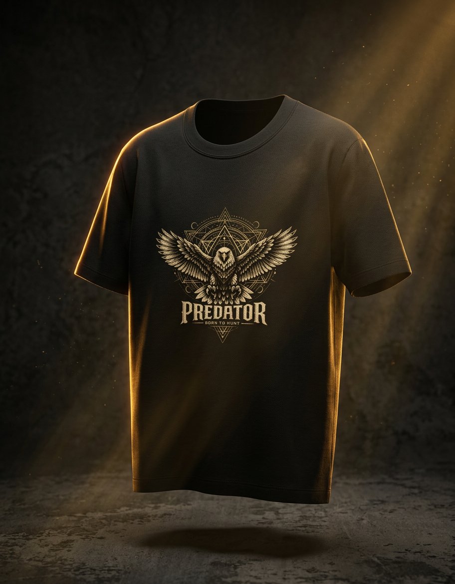 Predator Eagle Graphic Black T-Shirt | 100% Cotton Unisex Tee