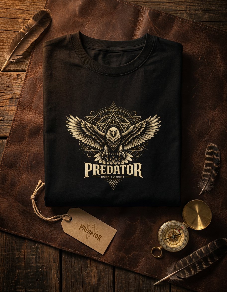 Predator Eagle Graphic Black T-Shirt | 100% Cotton Unisex Tee