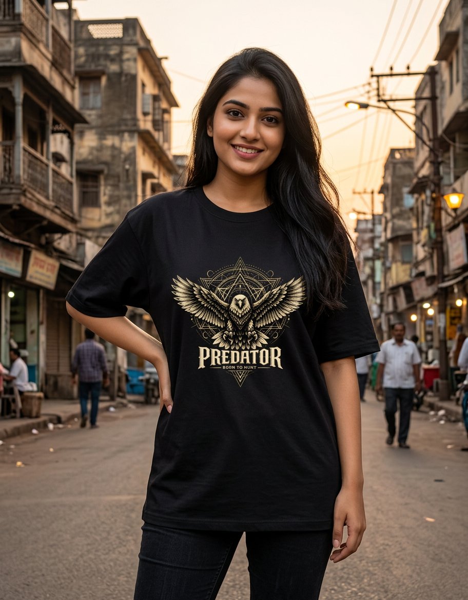 Predator Eagle Graphic Black T-Shirt | 100% Cotton Unisex Tee