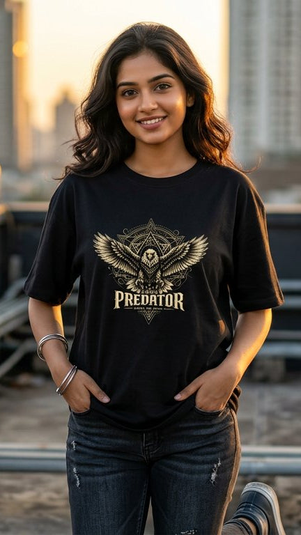 Predator Eagle Graphic Black T-Shirt | 100% Cotton Unisex Tee