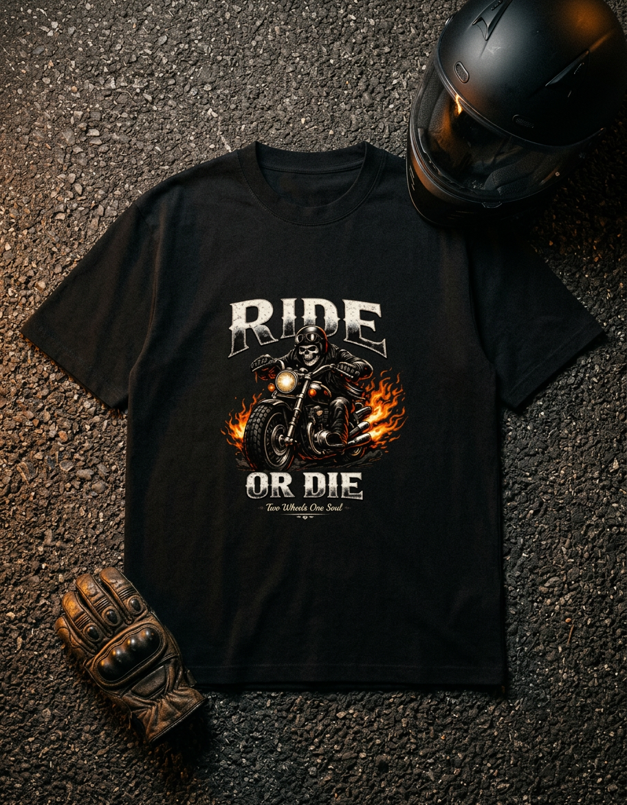 Ride or Die Biker Graphic T-Shirt | Premium Motorcycle Rider Unisex Cotton Tee