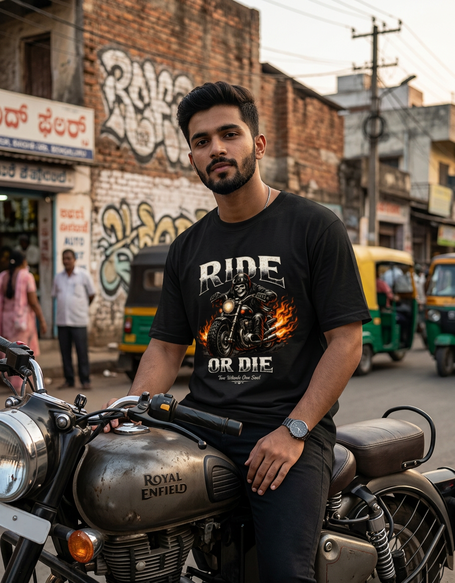 Ride or Die Biker Graphic T-Shirt | Premium Motorcycle Rider Unisex Cotton Tee